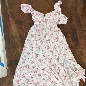Hollister White and Pink Floral Dress